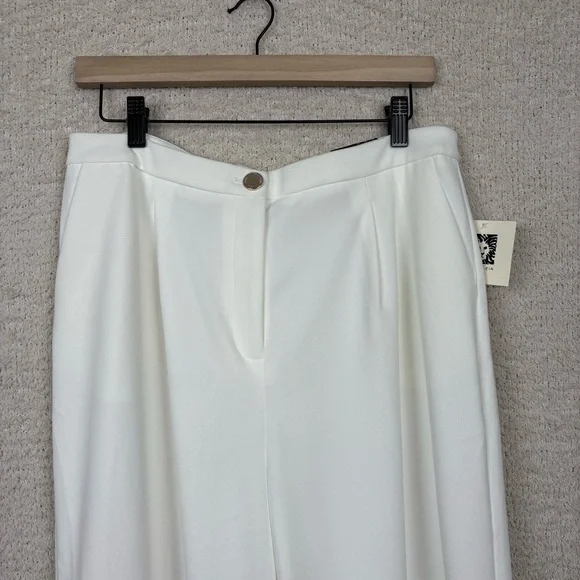 Anne Klein Pants Womens 10 Ivory High Rise Wide Leg Professional Office Career - Picture 2 of 13